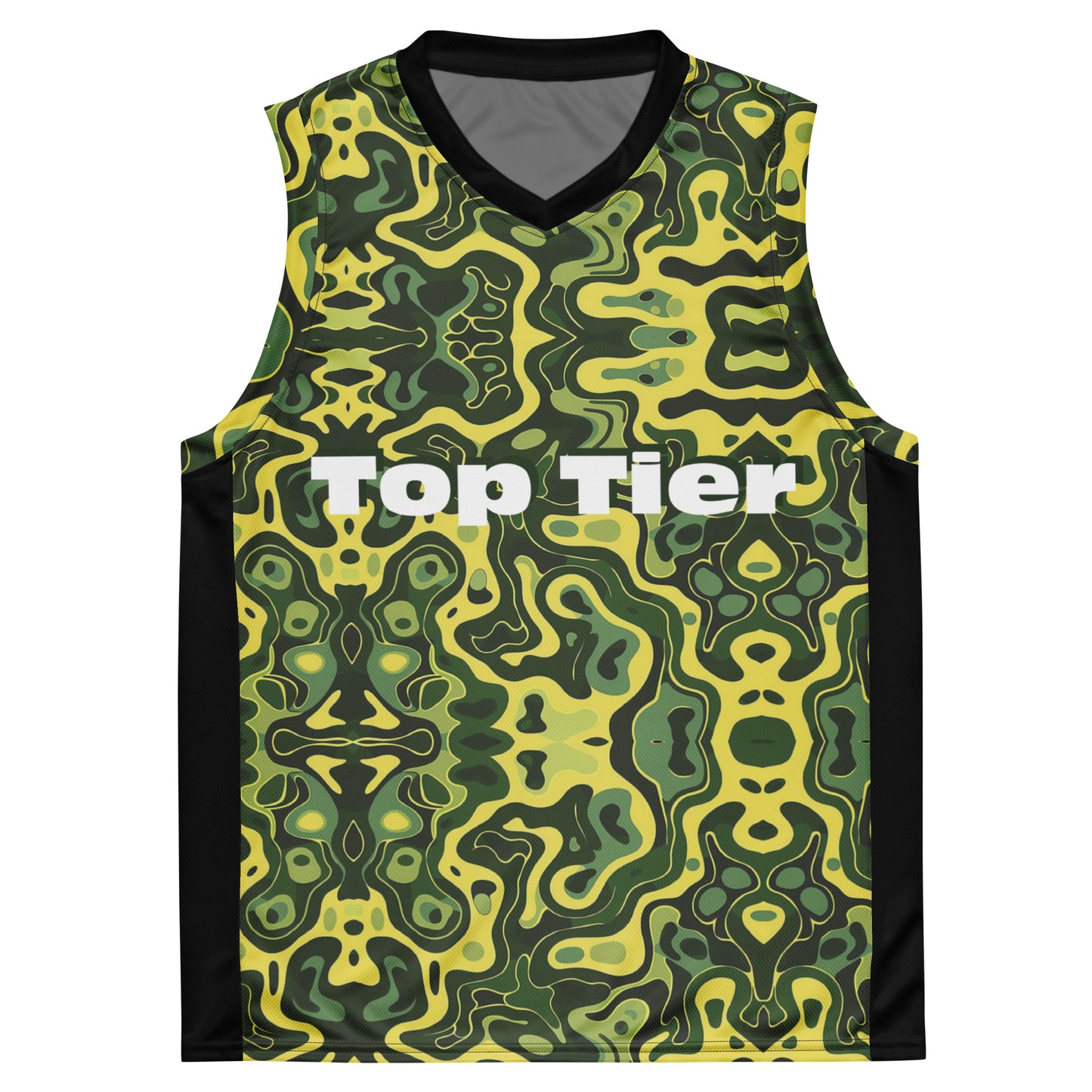 Black/Green Camouflage Recycled Unisex Basketball Jersey version 0.1