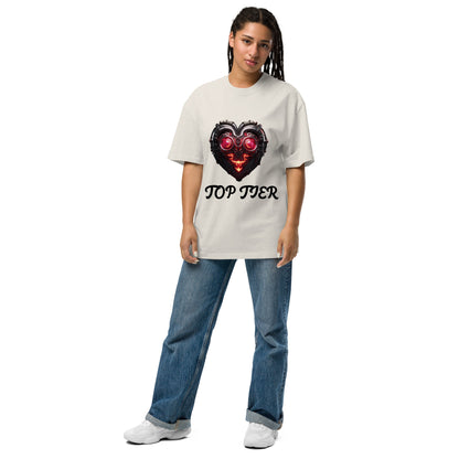 Top Tier Heart Smile Oversized faded t-shirt