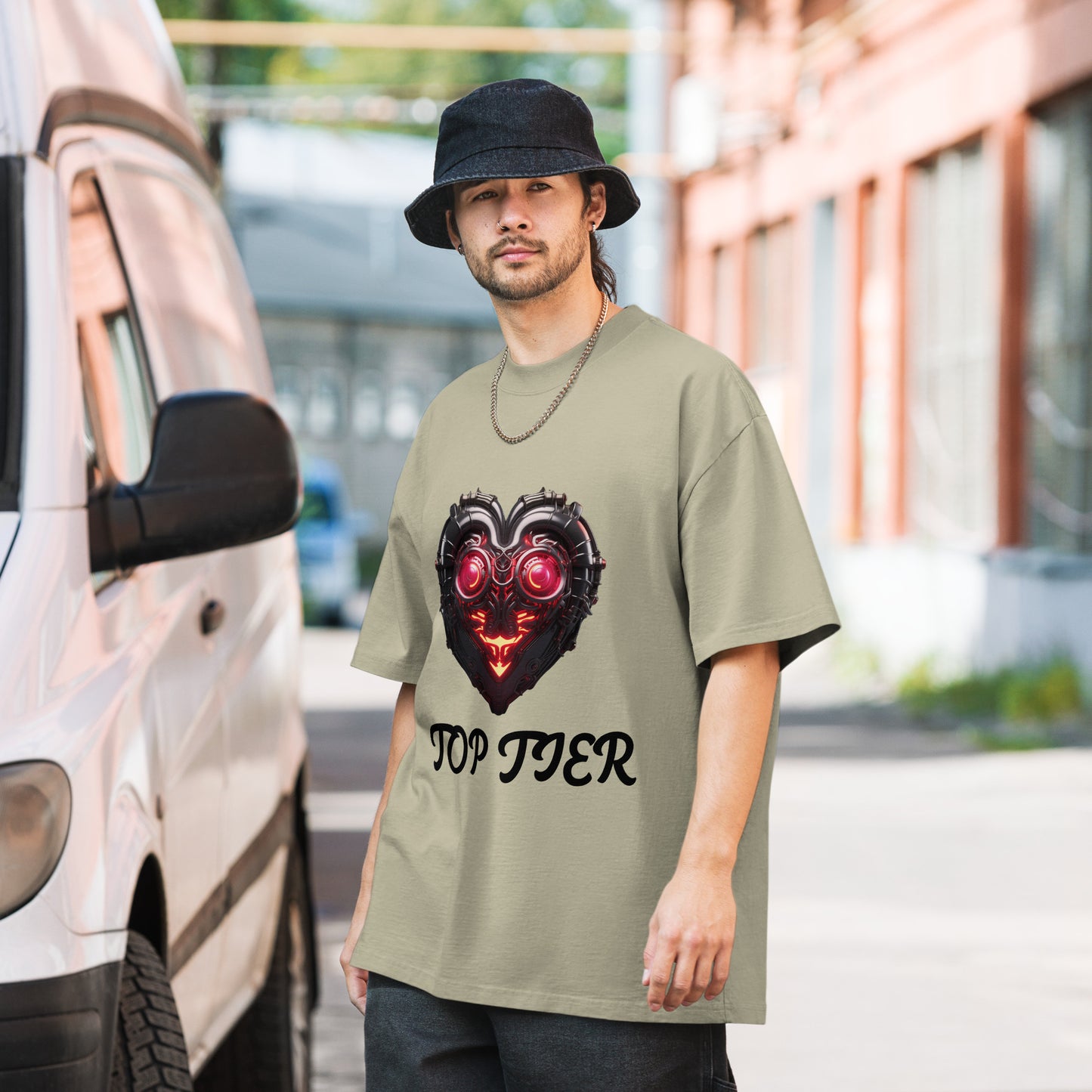 Top Tier Heart Smile Oversized faded t-shirt